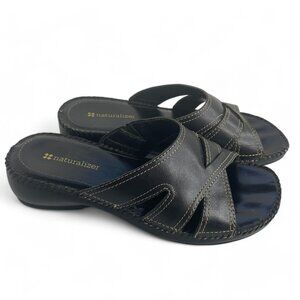 Naturalizer Women Restin Black Leather Slip-On Sandals Women's SZ 6.5 M Comfort